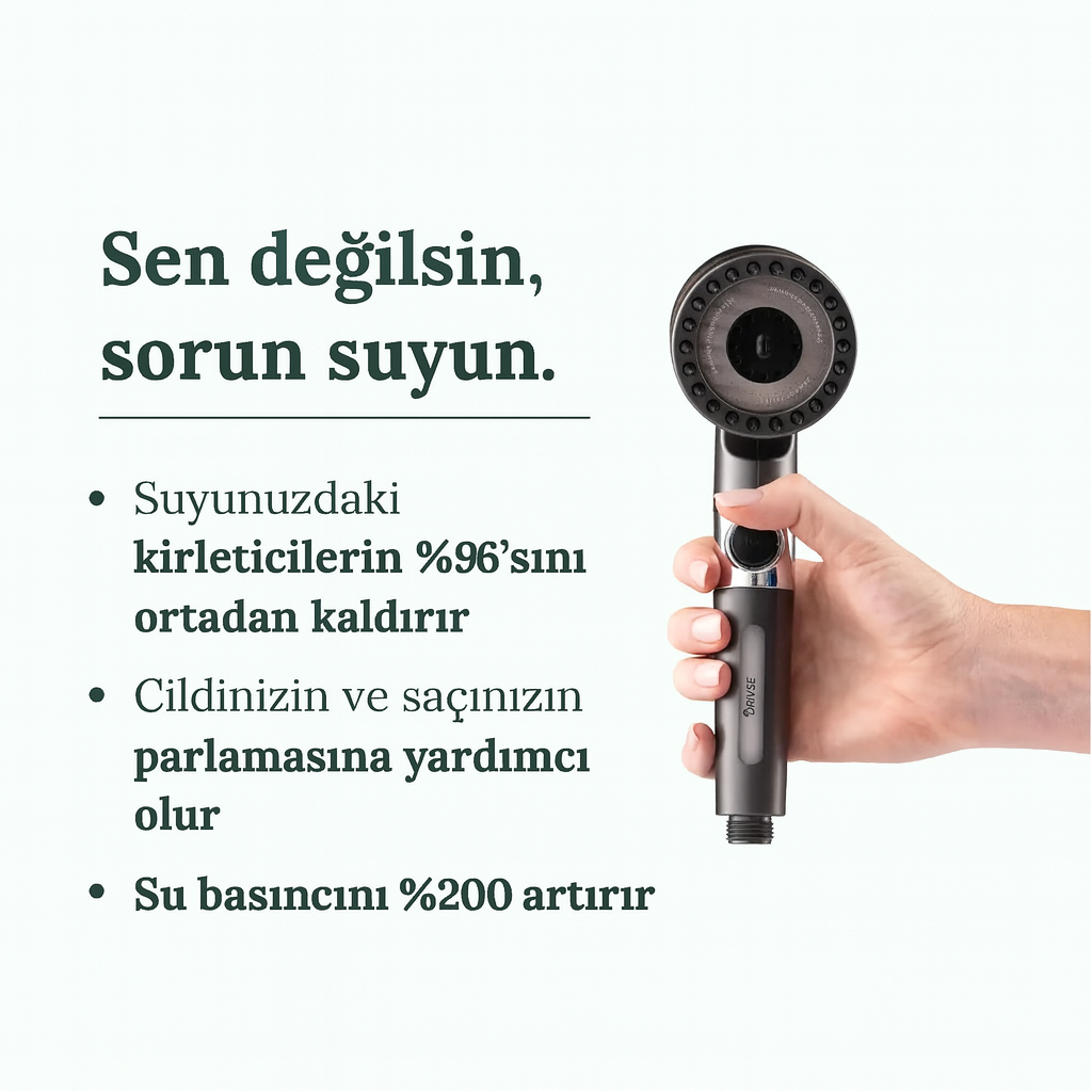 Masajlı Turbolu Çok Fonksiyonlu Filtreli Duş Başlığı